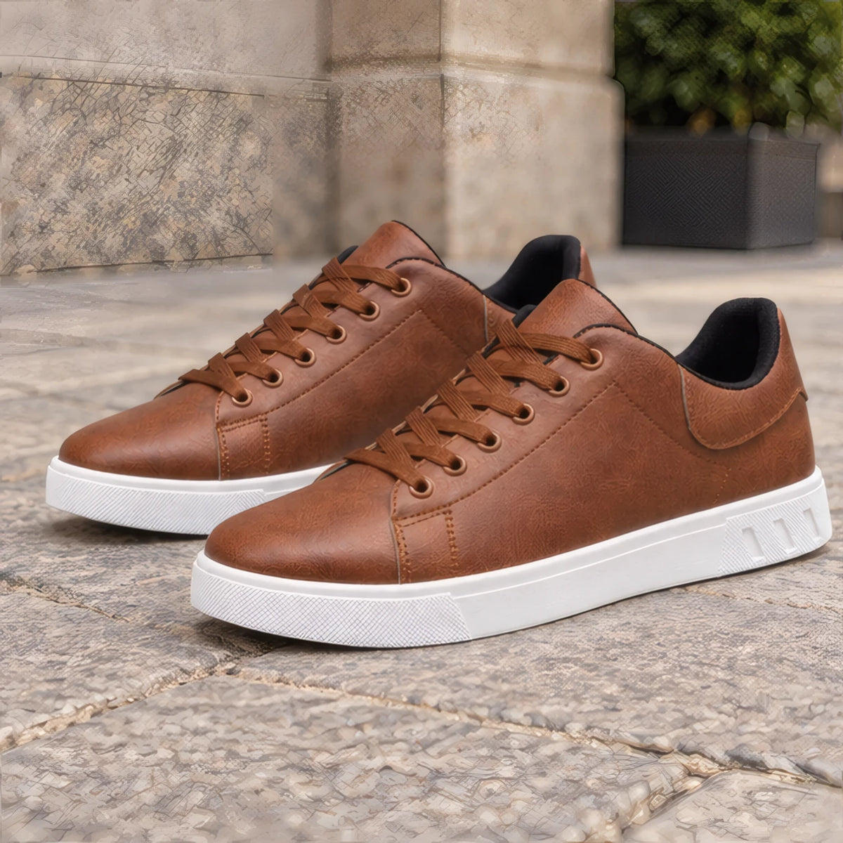Foxley Leather Court Sneakers - Brown - Footwear > Sneakers > Low-Top Court Sneakers - Hendlys - Image 3