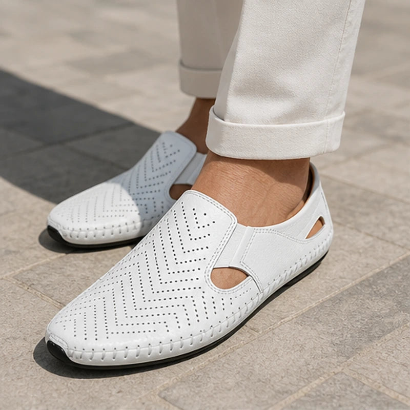 Lido Coastal Leather Sandal - White - men's sandals - Hendlys - Image 2