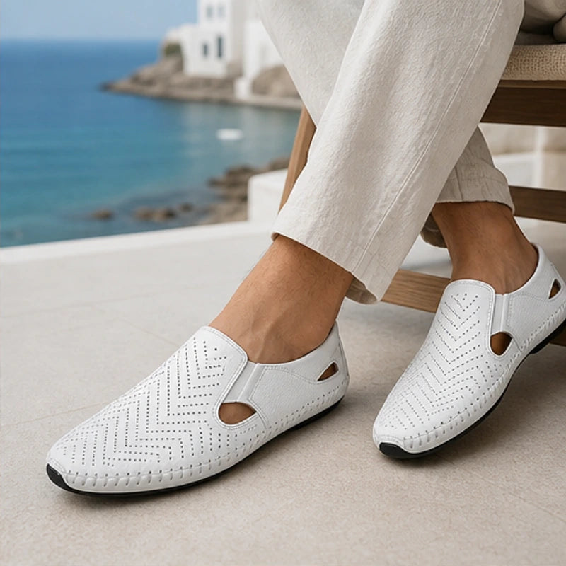 Lido Coastal Leather Sandal - White - leather sandals - Hendlys - Image 3