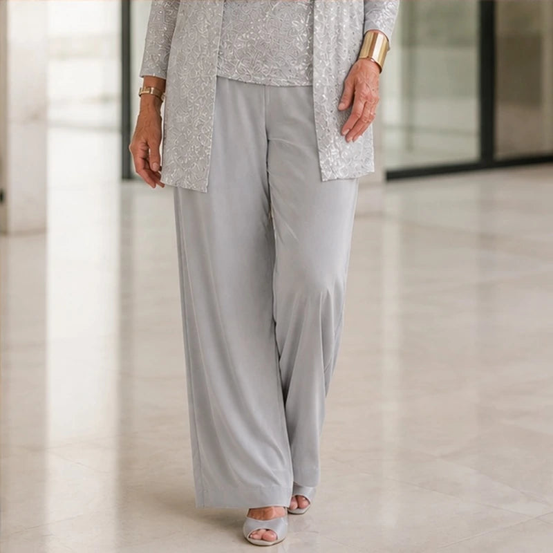 Galienne Sequined Wide-Leg Pant Set - Silver - Catalog Group: Clothing - Hendlys - Image 2