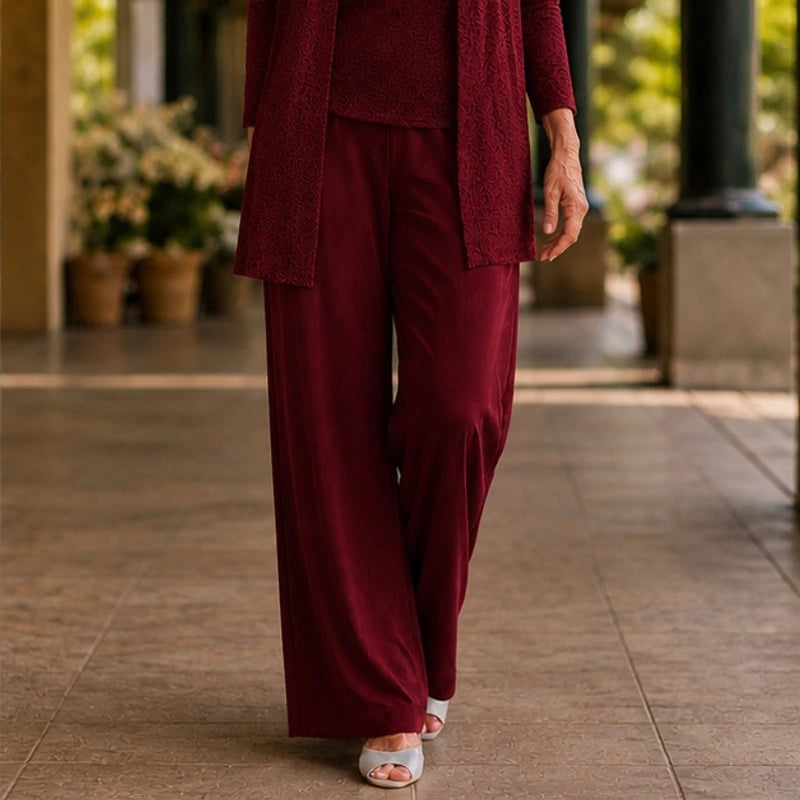 Galienne Sequined Wide-Leg Pant Set - Burgundy - Department: Women - Hendlys - Image 3