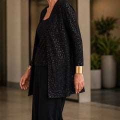 Galienne Sequined Wide-Leg Pant Set - Black - Department: Women - Hendlys - Image 3