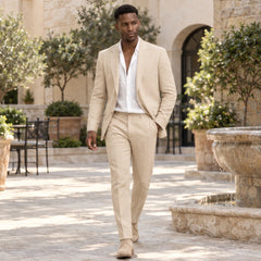 Garran Men's Smart Casual Blazer and Trouser Set - Beige - 17-04-2026 - Hendlys - Image 2