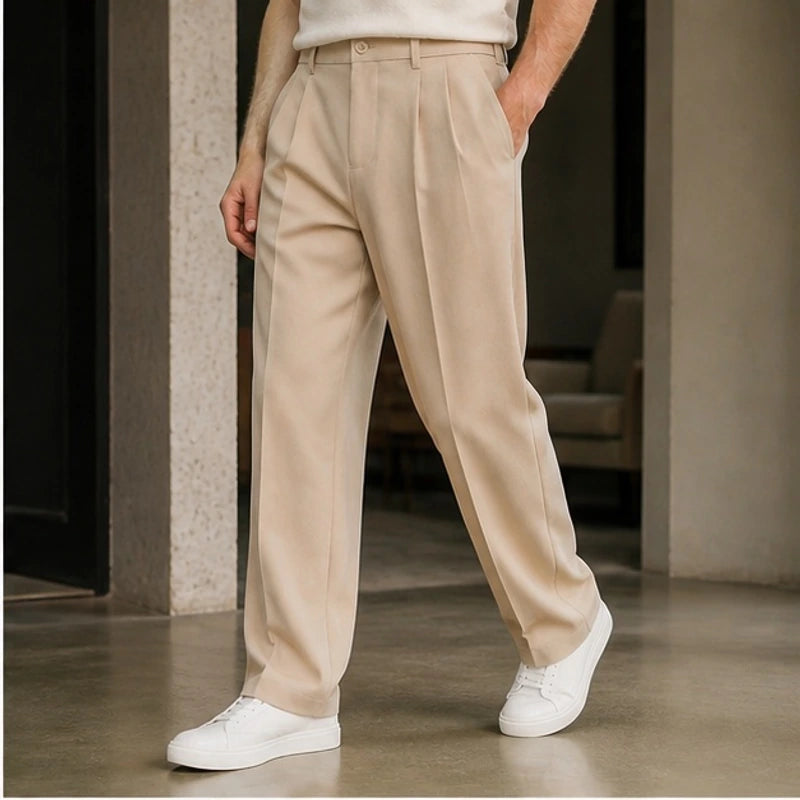 Garrick Tailored Pants - Cream - Men's Clothing > Pants > Tailored Wide-Leg Pants - Hendlys - Image 1