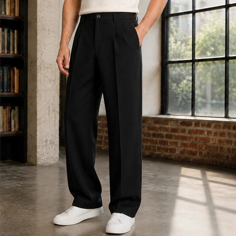 Garrick Tailored Pants - Black - Men's Clothing > Pants > Tailored Wide-Leg Pants - Hendlys - Image 1