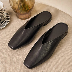 Ginevra Low-Cut Leather Mule Flats - Black - apparel - Hendlys - Image 2