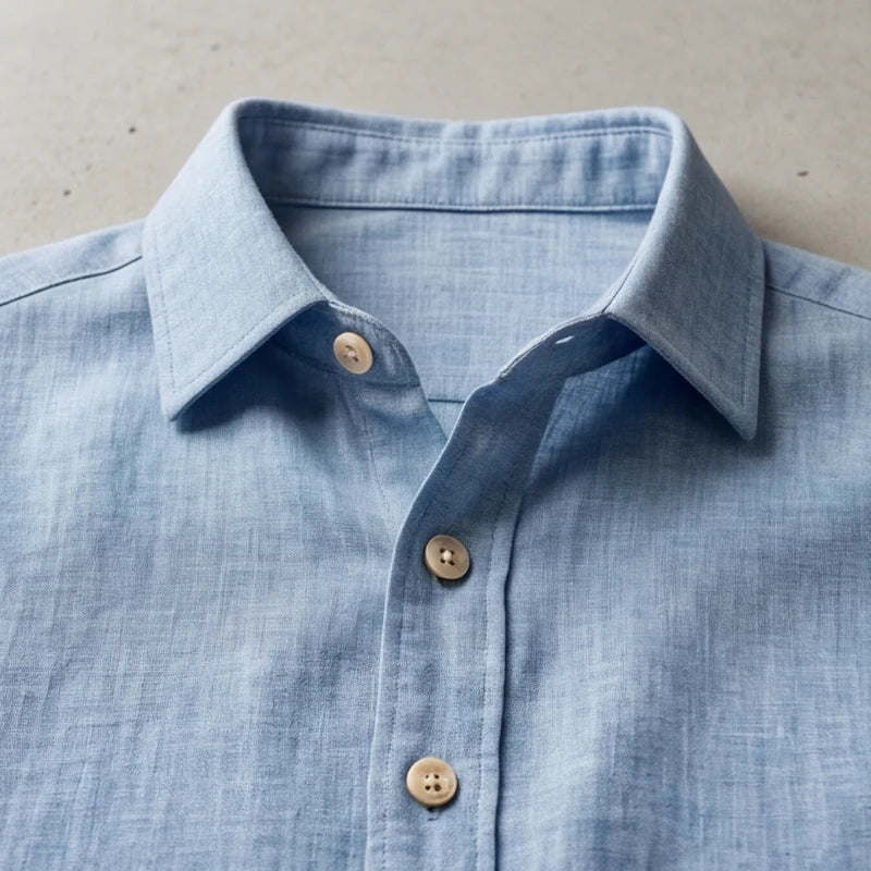 Porto Henley Shirt - Blue - men's shirt - Hendlys - Image 1