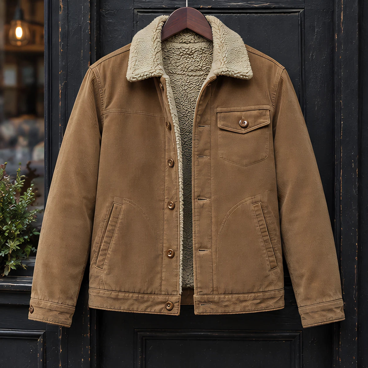 Greystone Men's Corduroy Sherpa Lined Jacket - Khaki - Men's Clothing > Outerwear > Corduroy Jackets - Hendlys - Image 2