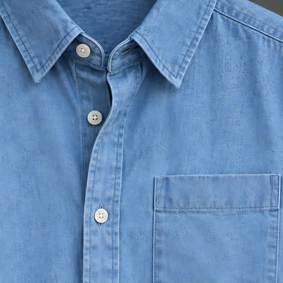 Greystone Men's Long Sleeve Cotton Chambray Shirt - Light Blue - Department: Men - Hendlys - Image 3