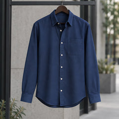 Greystone Men's Long Sleeve Cotton Chambray Shirt - Navy Blue - Catalog Group: Clothing - Hendlys - Image 2