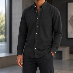 Greystone Men's Long Sleeve Cotton Chambray Shirt - Black - Men's Clothing > Shirts > Chambray Shirts - Hendlys - Image 1