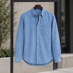 Greystone Men's Long Sleeve Cotton Chambray Shirt - Light Blue - Catalog Group: Clothing - Hendlys - Image 2