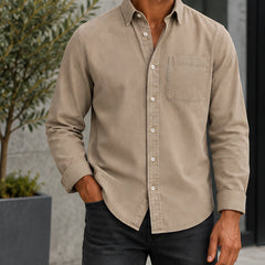 Greystone Men's Long Sleeve Cotton Chambray Shirt - Brown - Men's Clothing > Shirts > Chambray Shirts - Hendlys - Image 1
