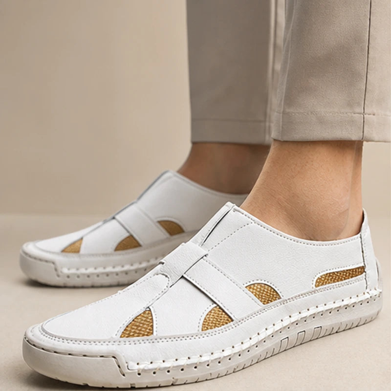 Brexton Vented Leather Loafer - White - men's loafers - Hendlys - Image 3