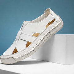 Brexton Vented Leather Loafer - White - Loafers - Hendlys - Image 1