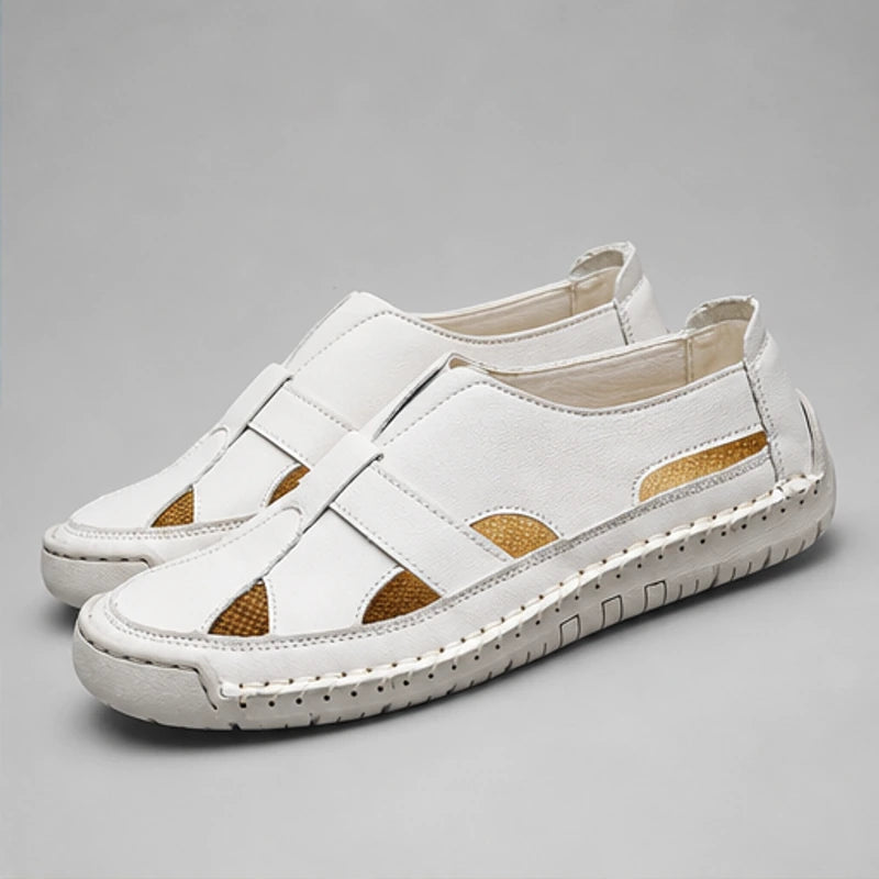 Brexton Vented Leather Loafer - White - loafers - Hendlys - Image 2