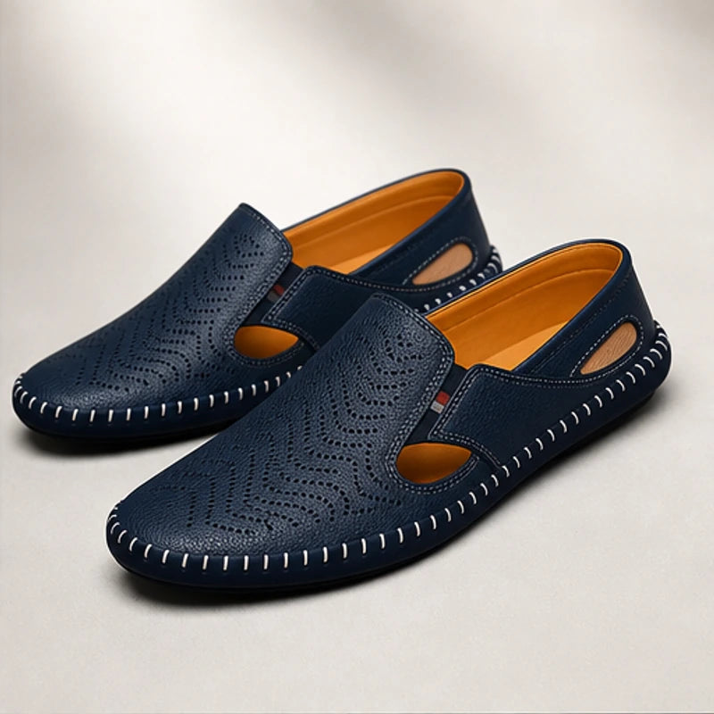 Lido Coastal Leather Sandal - Navy - summer footwear - Hendlys - Image 6