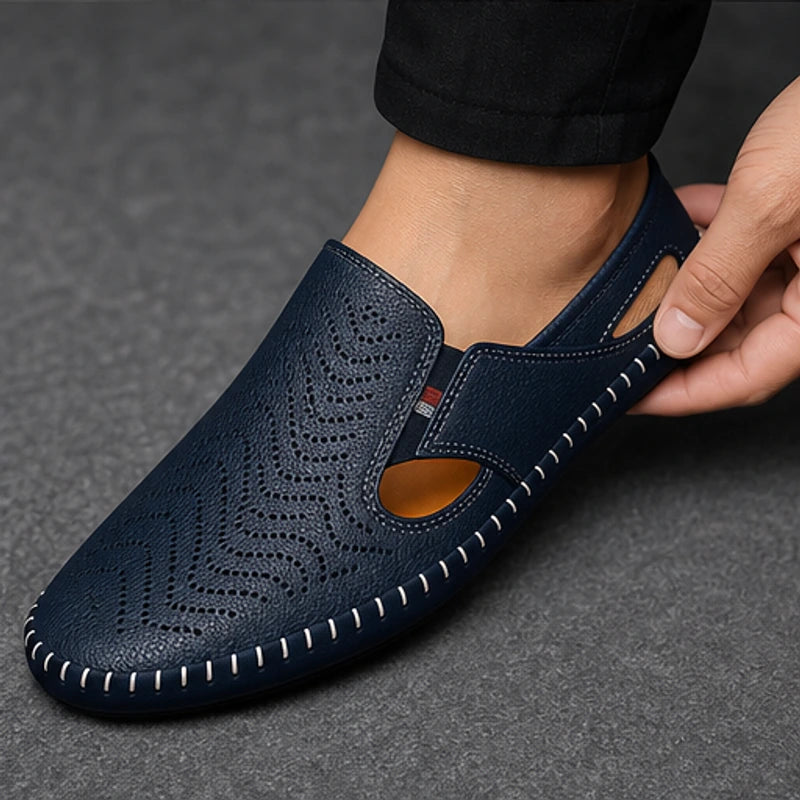 Lido Coastal Leather Sandal - Navy - coastal style - Hendlys - Image 5