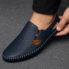 Lido Coastal Leather Sandal - Navy - coastal style - Hendlys - Image 5