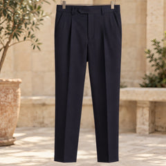 Hadrian Men's Single-Pleat Tailored Trousers - Navy - Casual Dress Pants - Hendlys - Image 3