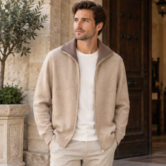 Hartwell Cashmere Zip Cardigan - Beige - Clothing > Knitwear > Zip Cardigans - Hendlys - Image 1