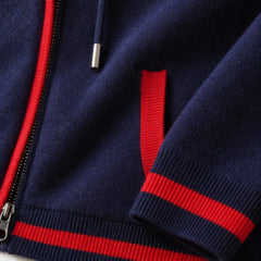 Hartwell Cashmere Zip Hoodie - Blue/Red - cashmere hoodie - Hendlys - Image 4