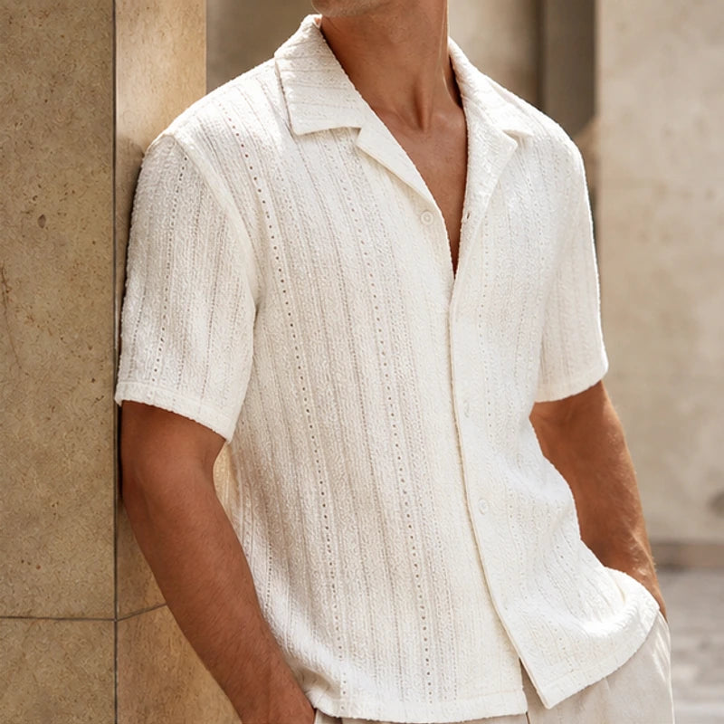 Havana Cuban Collar Shirt - White - cuban collar shirt - Hendlys - Image 3