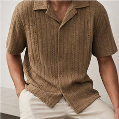 Havana Cuban Collar Shirt - Brown - short sleeve shirt - Hendlys - Image 6
