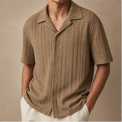 Havana Cuban Collar Shirt - Brown - Shirt - Hendlys - Image 1