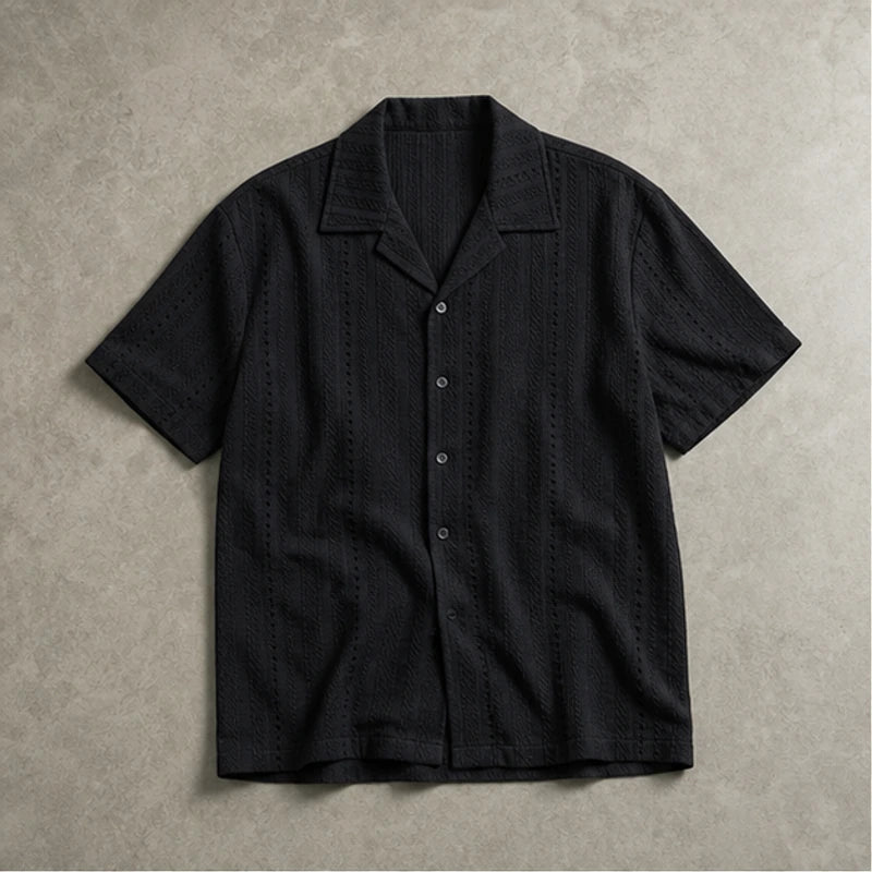 Havana Cuban Collar Shirt - Black - mens shirt - Hendlys - Image 2