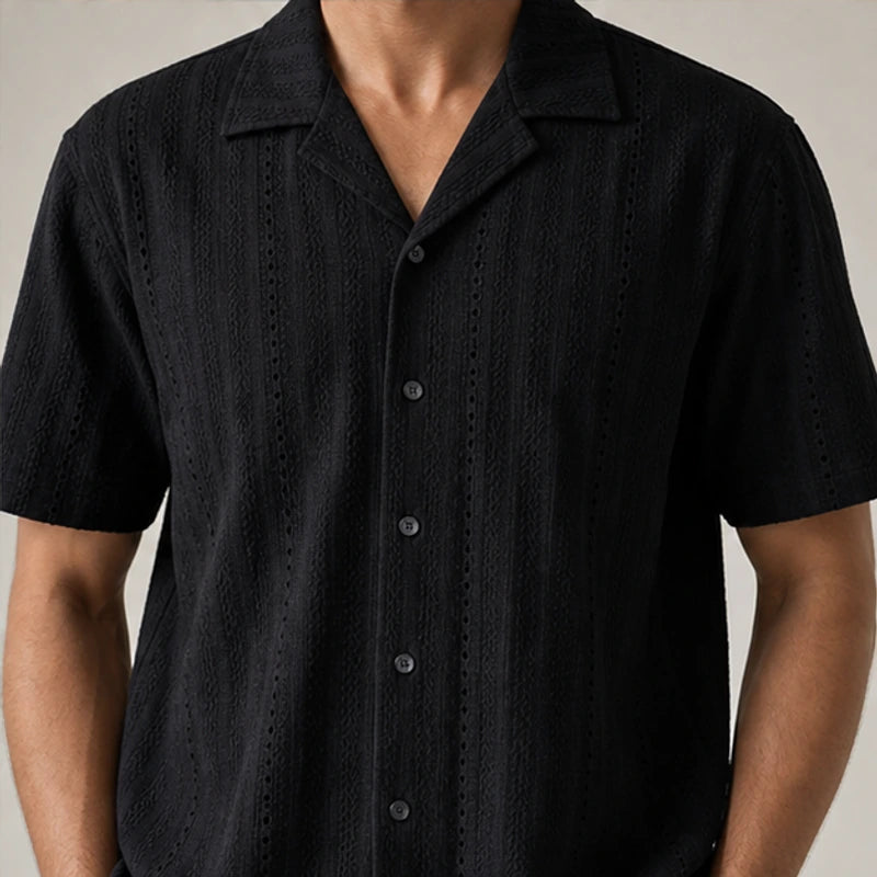 Havana Cuban Collar Shirt - Black - camp collar - Hendlys - Image 4