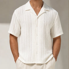 Havana Cuban Collar Shirt - White - Shirt - Hendlys - Image 1
