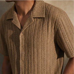 Havana Cuban Collar Shirt - Brown - camp collar - Hendlys - Image 4