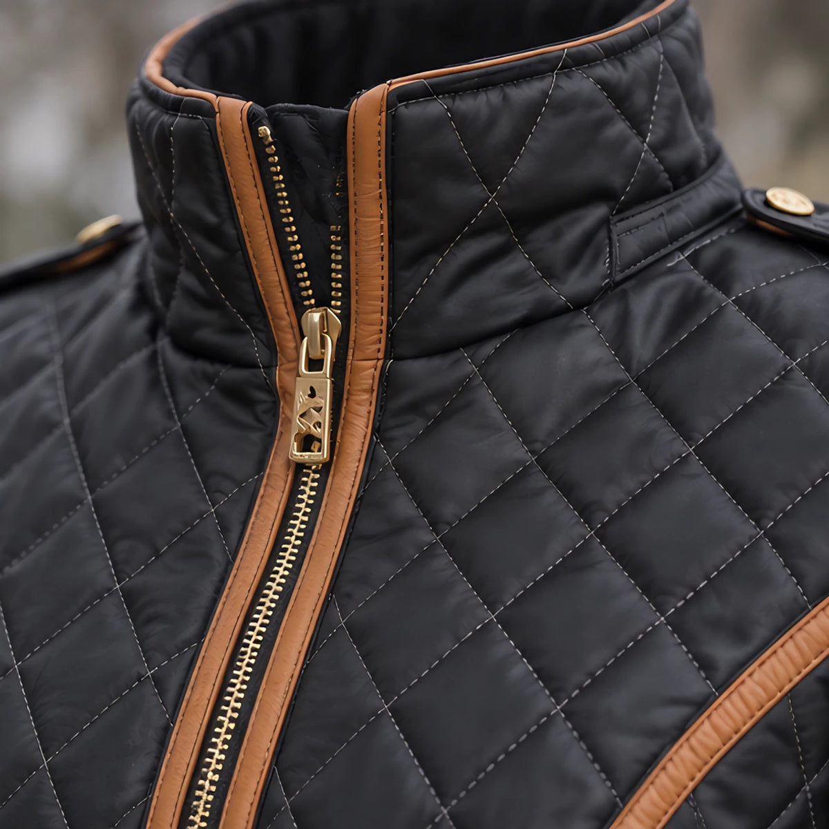 Heloise Women's Contrast-Trim Quilted Jacket - Black - women's outerwear - Hendlys - Image 4