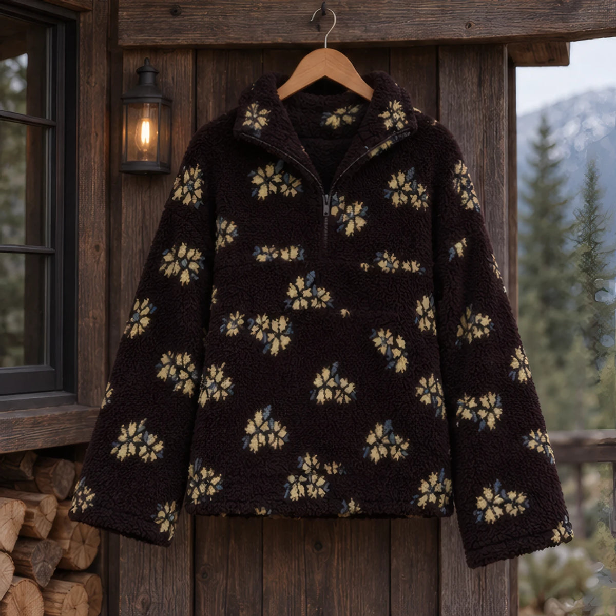 Heloise Women's Floral Sherpa Pullover - Black - female - Hendlys - Image 3