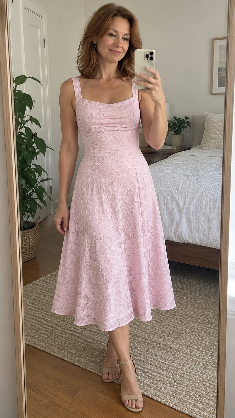 Customer photo of Arabella Lace Midi Dress (Pink)