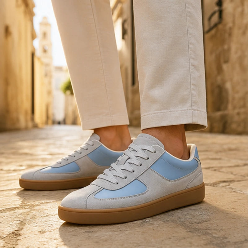 Hendrick Leather Sneakers - Gray Blue - Sneakers - Hendlys - Image 1