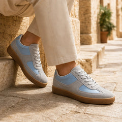 Hendrick Leather Sneakers - Gray Blue - leather sneakers - Hendlys - Image 3