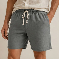Herington Linen Short - Slate - drawstring shorts - Hendlys - Image 4