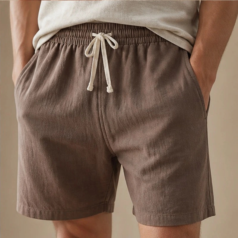Herington Linen Short - Brown - mens shorts - Hendlys - Image 2