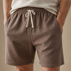 Herington Linen Short - Brown - mens shorts - Hendlys - Image 2