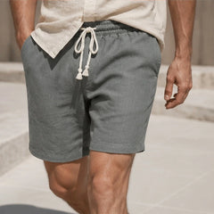 Herington Linen Short - Slate - mens shorts - Hendlys - Image 2