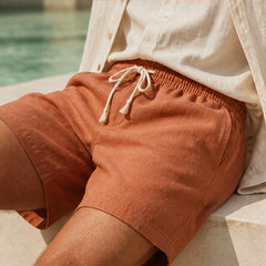 Herington Linen Short - Mute Brown - linen shorts - Hendlys - Image 3
