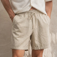 Herington Linen Short - Khaki - mens shorts - Hendlys - Image 2