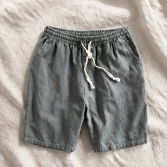 Herington Linen Short - Slate - Shorts - Hendlys - Image 1