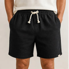 Herington Linen Short - Black - mens shorts - Hendlys - Image 2