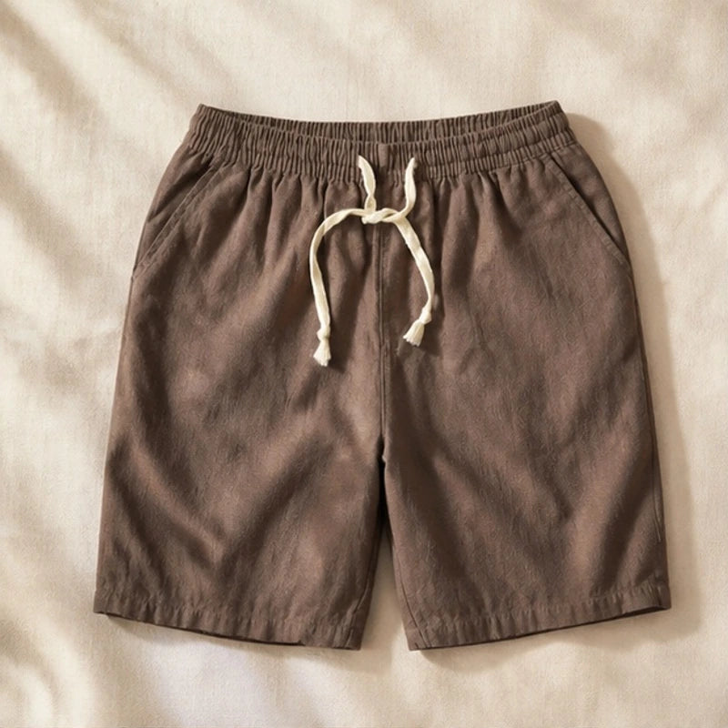 Herington Linen Short - Brown - Shorts - Hendlys - Image 1