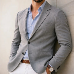 Huxley Tailored Knit Blazer - Silver - Men's Clothing > Blazers > Knit Blazers - Hendlys - Image 1