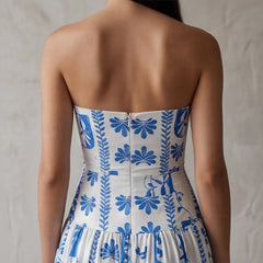 Grazania Strapless Dress - Blue Floral - maxi dress - Hendlys - Image 4
