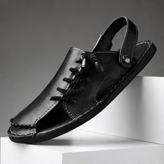 Trailhaven Full-Grain Leather Sandal - Black - Sandals - Hendlys - Image 1